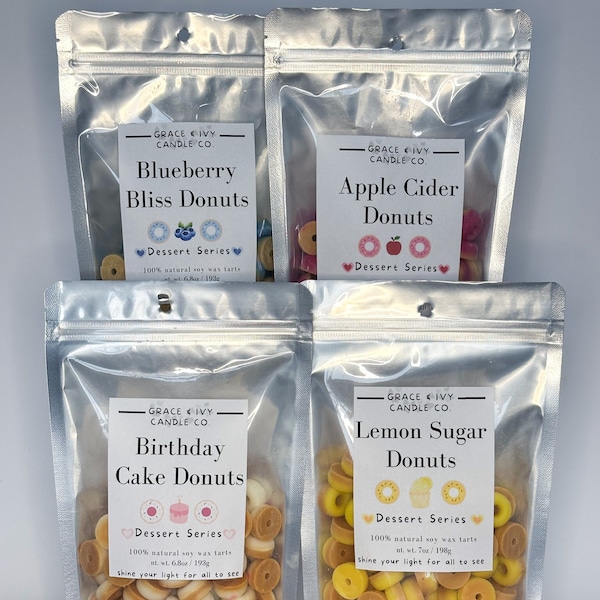 Dessert Series Sampler Pack, Dessert scented wax melts, cute dessert donut sampler, fruity scented wax tarts, wax lovers trial pack, sampler