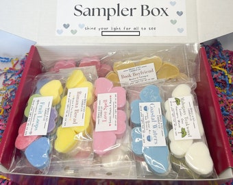 Grace & Ivy Heart Tart Sampler Box, wax melt sampler box, spring scents, summer scents, clean scents, variety wax melt box, 30 best seller