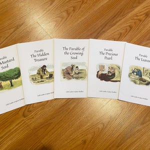 Catequesis: Parábolas bíblicas / Folletos de formación en la fe / Perla / Semilla de mostaza / Crecimiento / Levadura / Tesoro escondido