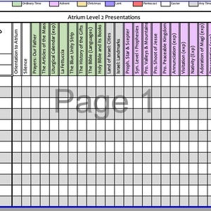 Level 2 in COLOR! Atrium Presentation Tracking Worksheet | Level 2 | CGS| Catechesis of the Good Shepherd | Religious Education