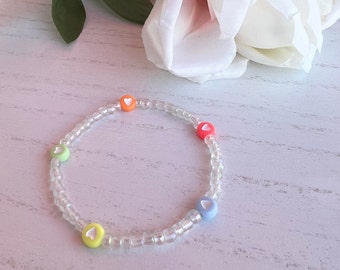 Boyband Inspired- Mic Colors - Colorful Heart Beads - Seed Bead Bracelet - Beaded Bracelet - Women’s Bracelet -Stacking Bracelet-Donnie Girl