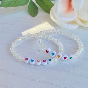 Boyband Inspired- Mic Colors - Colorful - Heart Beads - Acrylic Bead Bracelet - Beaded Bracelet - Women’s Bracelet - Stacking Bracelet