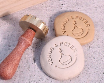 Personalized Brass Stamp for Clay, Custom Pottery Stamp of Logo, Ceramics Stamp, Stamp for Pottery, Gifts for Potter