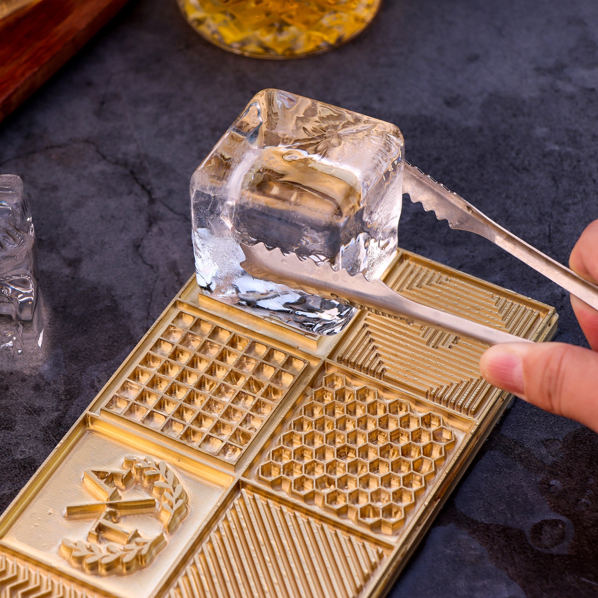 Brass Ice DIY Tray Personalized Cocktails Ice Stamp Tray for Ice Cocktails  Whiskey Bartender