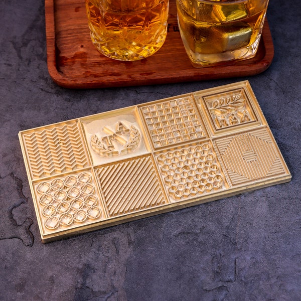 Ice Cube Plate Custom, Whiskey Cocktail Ice Tray, Brass Stamp for Ice Cube, Custom Business Stamp, Gift for Bartender