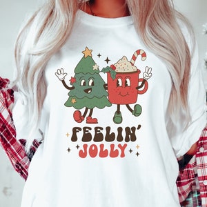 Retro Christmas, Comfort Colors®, Feeling Jolly, Christmas Shirt, Vintage Christmas Shirt, Retro Holiday Shirt, Ugly Sweater Sh