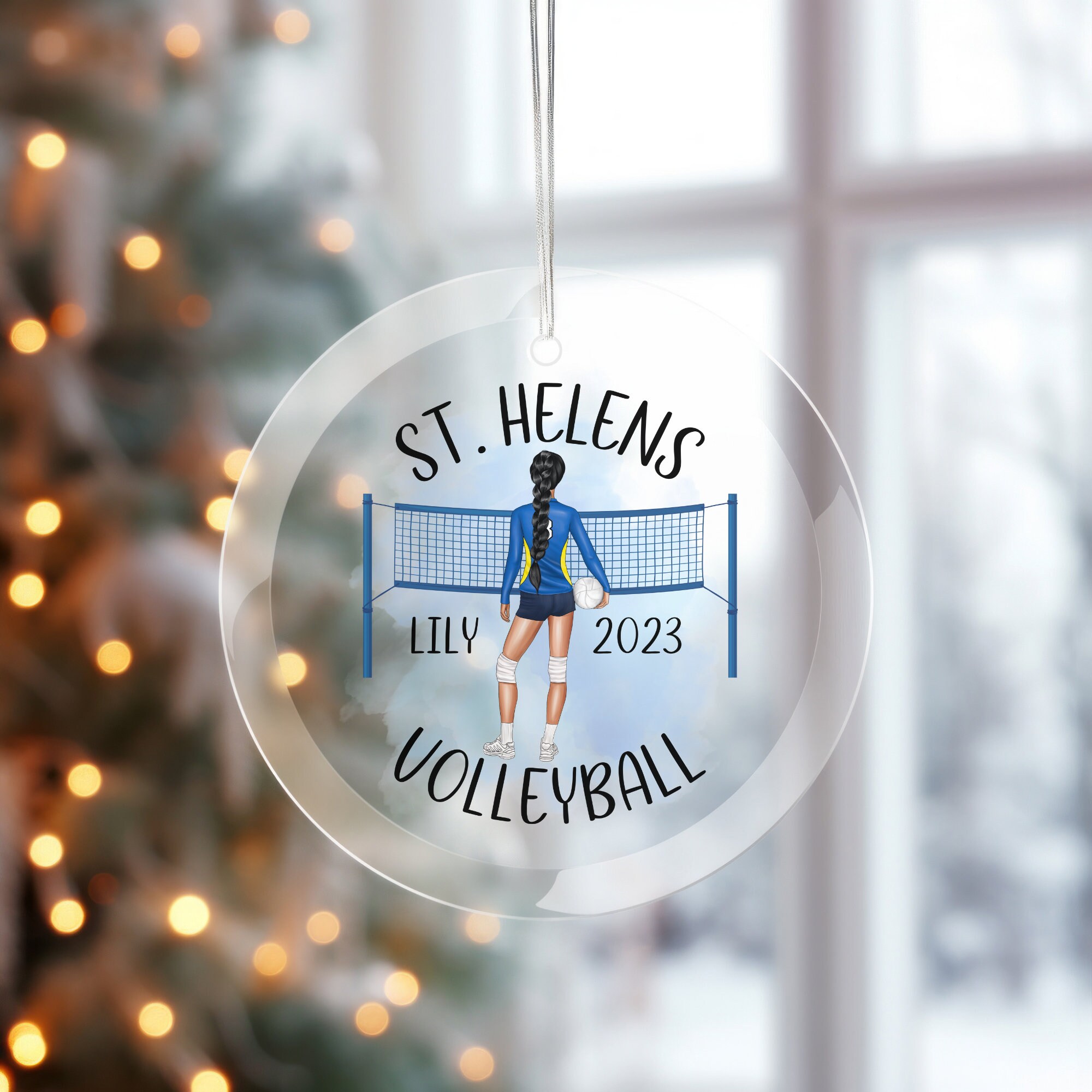 Custom Volleyball, Glass Ornament, St. Helen's Volleyball, Volleyball