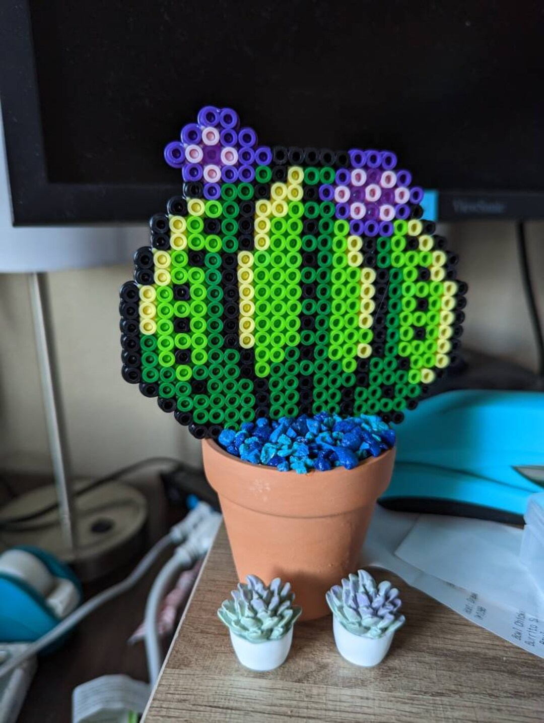 Perler Bead Artificial Cactus Decor Etsy