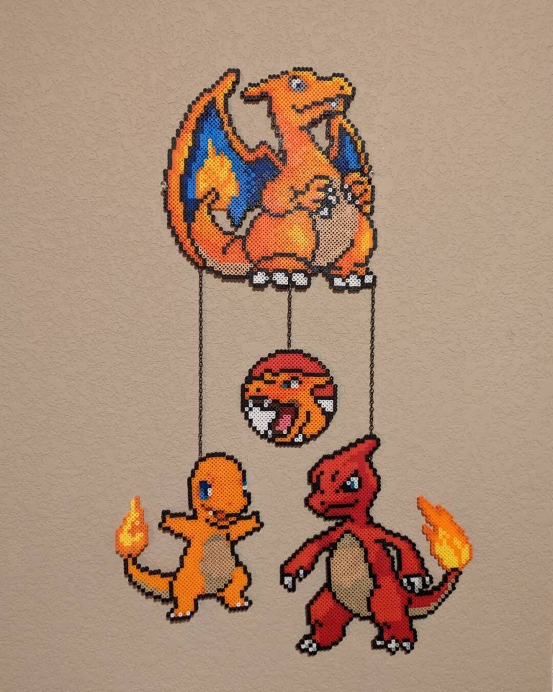 Fire Dragon Perler Bead Hanging Art Piece Etsy