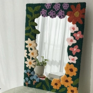 Punch Needle Tufting Spring Floral Mirror / Beginner Kit with Yarn All Materials Included image 2