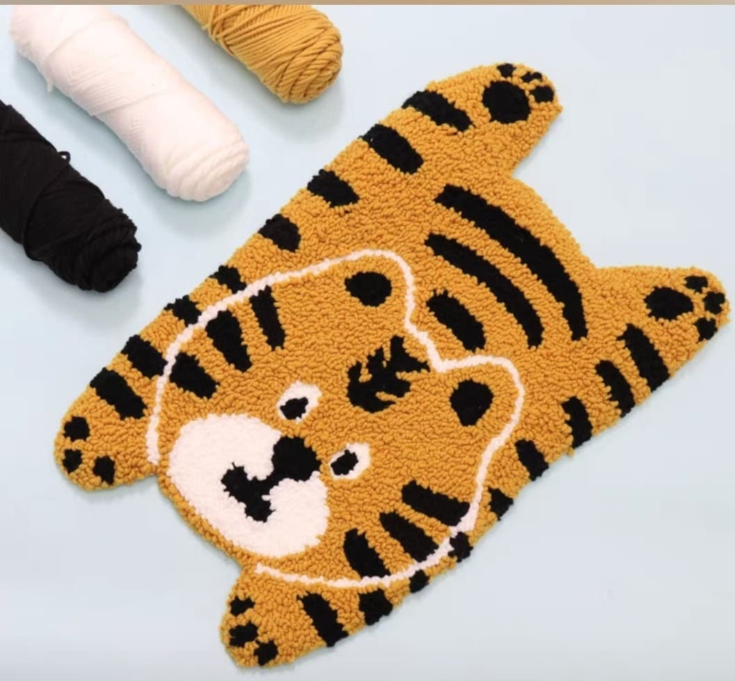 Tufted Punch Needle Tiger Rug/beginner Punch Needle Kit With Yarn/all