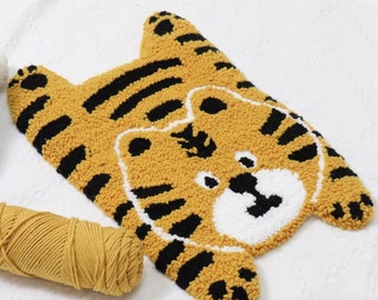 Tufted Punch Needle Tiger Rug/Beginner Punch Needle Kit with Yarn/All Materials Included