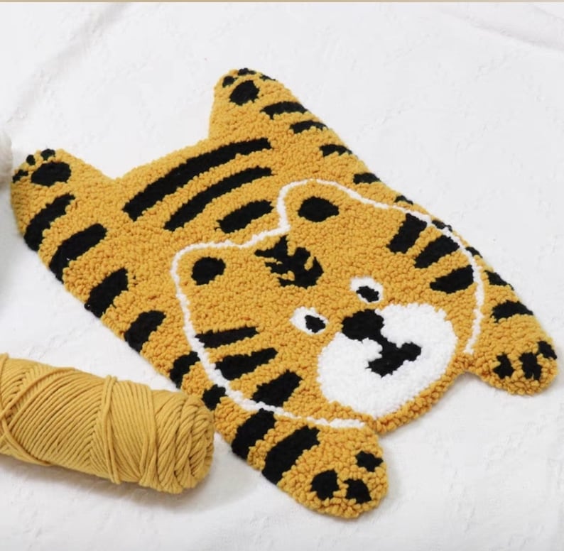Tufted Punch Needle Tiger Rug/beginner Punch Needle Kit With Yarn/all