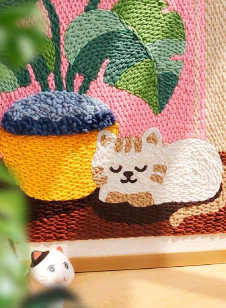 Cat Lover Punch Needle Beginner Kit Tufting Room Wall Decor Wall Art ...