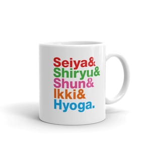 SSSIH Saint Seiya Bronze 5 Colour Names white mug