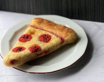 Needle Felted Pizza Slice: Quirky Wool Decor