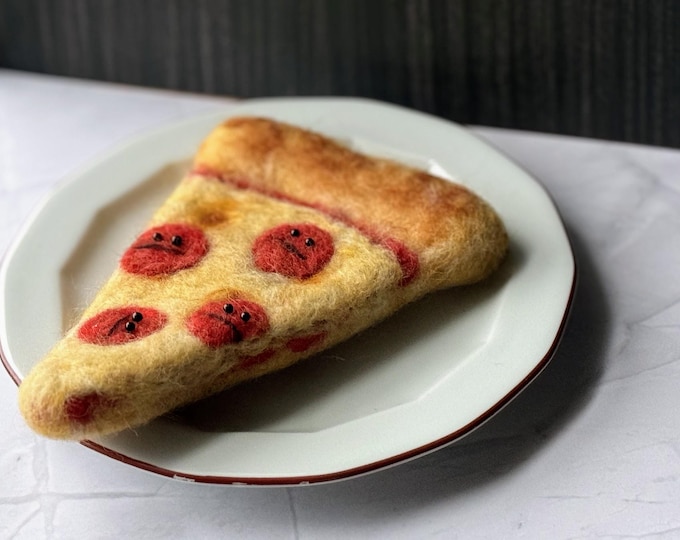 Needle Felted Pizza Slice: Quirky Wool Decor