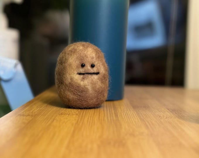 Needle Felted Passionless Potato Plush: Quirky Desk Decor Gift
