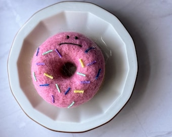 Needle Felted Disgruntled Donut: Unique Desk Decor