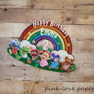 cake topper muppet babies rainbow glitter cake topper happy birthday