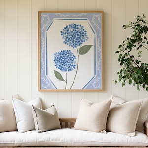 Hydrangea Print, Hydrangea Poster, Coastal Granddaughter Print, Blue Beachy Prints, Blue Willow, College Apartment Decor, Digital Download