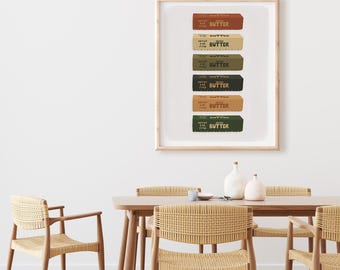 Neutral Butter Sticks Art Print, Pop Art, Food Poster, Butter Wall Print, Funny Kitchen Wall Art, Maximalist Kitchen Art, Digital Download