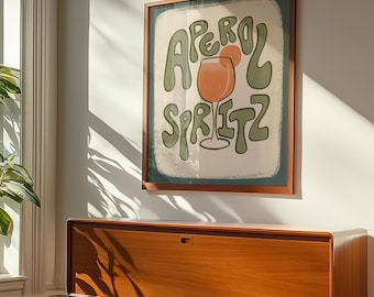 Aperol Spritz Print, Aperol Spritz Poster, Cocktail Poster, Bar Cart Prints, Dorm Decor for College Girls, Kitchen Art, Digital Download