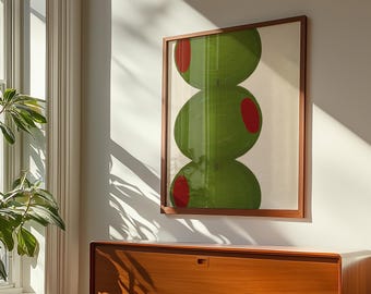 Olives Art Print, Martini Print, Green Cocktail Poster, Kitchen Wall Art, Dirty Martini Print, College Apartment Decor, Digital Download