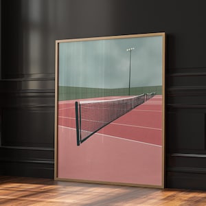 Tennis Court Art Print, Tennis Poster, Girly Wall Art, Maximalist Wall Art, Pink Tennis Print, College Apartment Decor, Digital Download
