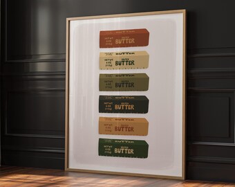 Butter Sticks Art Print, Pop Art Food Poster, Kitchen Wall Decor