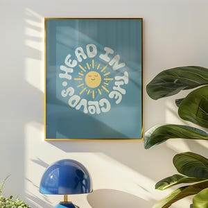 Head In The Clouds Art Print, Dopamine Decor, Danish Pastel, Sun Poster, Kawaii Art Print, Y2K Wall Art, Aura Poster, Coconut Girl, Sunshine