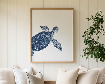 Sea Turtle Art Print, Beachy Wall Art, Coastal Poster, College Apartment Decor