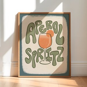 Aperol Spritz Print, Aperol Spritz Poster, Cocktail Poster, Bar Cart Prints, Dorm Decor for College Girls, Kitchen Art, Digital Download