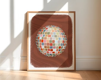 Disco Ball Art Print, Mirrorball Poster, Disco Ball Prints, Disco Ball Decor, College Apartment Decor, Disco Ball Painting, Digital Download