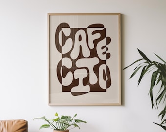 Cafecito Art Print, Coffee Print, Coffee Poster, Brown Kitchen Wall Art, Spanish Coffee Print, College Apartment Decor, Digital Download