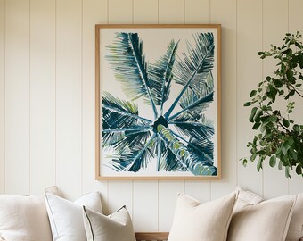 Palm Tree Art Print, Beachy Wall Art, Tropical Beach House Decor
