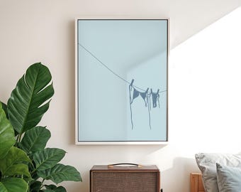Light Blue Bikini Art Print, Coastal Wall Art, Beachy Poster, Beach House Decor