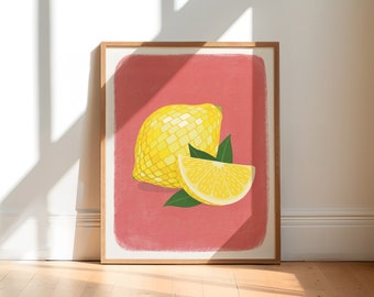 Stampa artistica di limoni, decorazione con palla da discoteca, stampa disco, arte Y2K, ragazza cocco, stampe indie, arredamento per appartamento universitario, cose preppy, download digitale