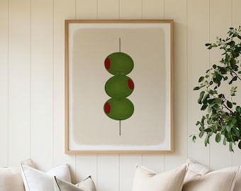 Olives Art Print, Martini Print, Cocktail Poster, Kitchen Wall Art, Dirty Martini Print, College Apartment Decor, Digital Download
