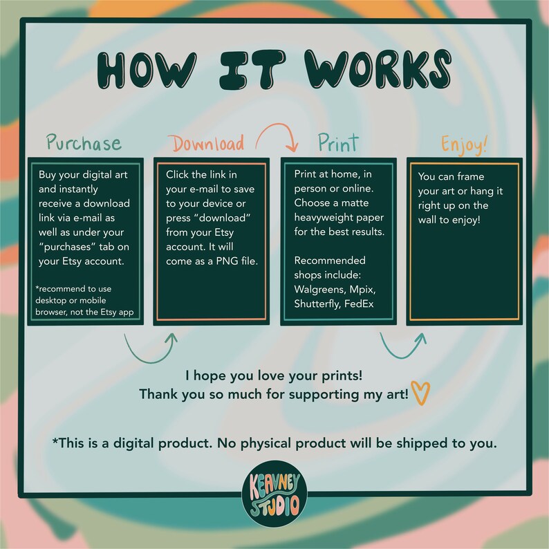 how to download printable art on Etsy