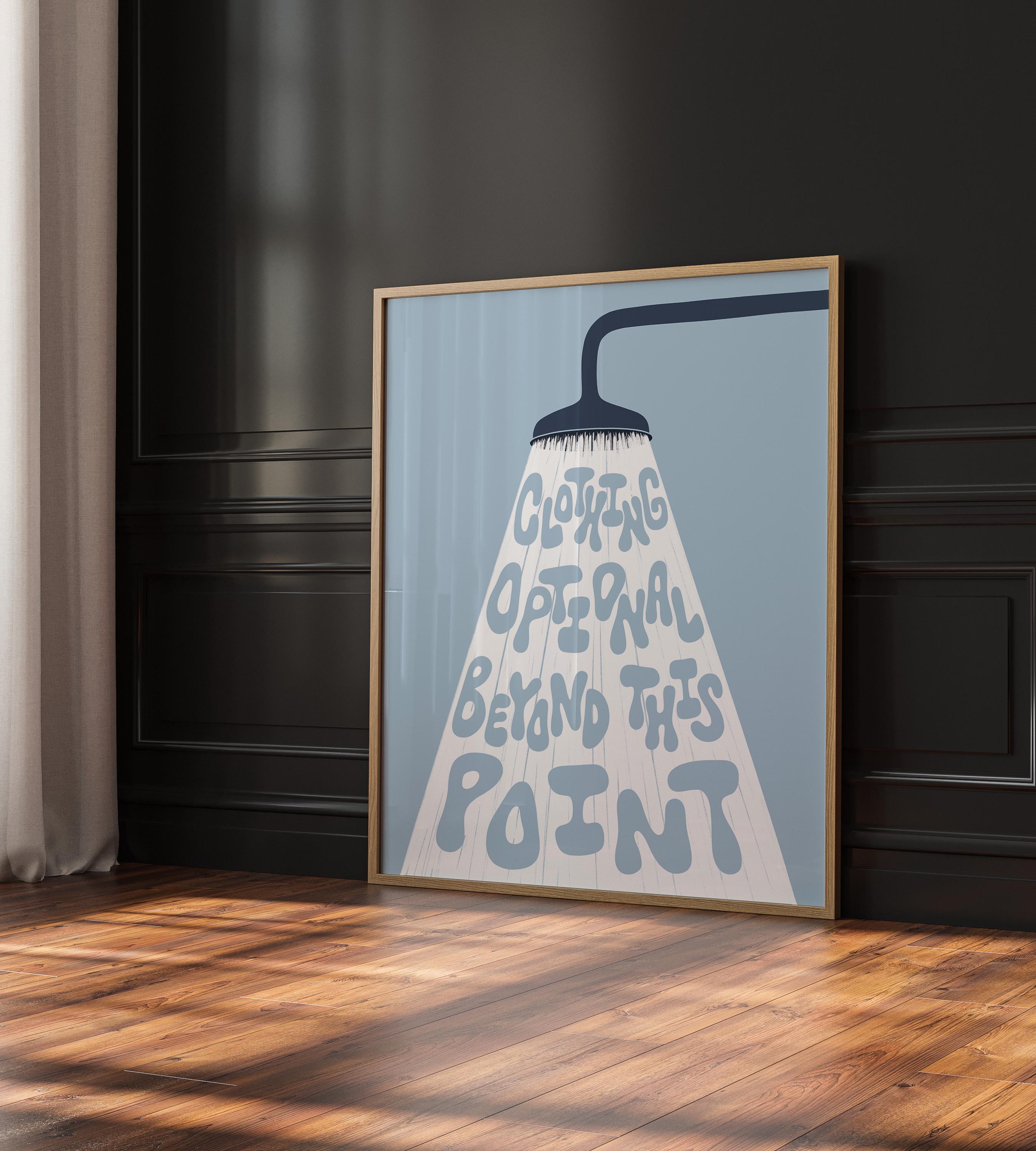 Clothing Optional Beyond This Point Art Print, Funny Bathroom Art, Quirky Bathroom Print, College Apartment Decor, Digital Download