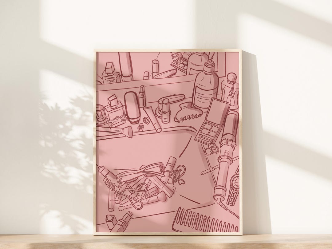 Getting Ready Art Getting Ready Art Print, Makeup Room Wall Art, Girly Pink Dorm Decor ...