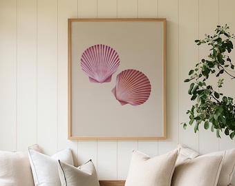 Seashell Art Print, Seashell Wall Art, Beachy Prints, Coconut Girl, Coastal Cowgirl Wall Art, College Apartment Decor, Digital Download