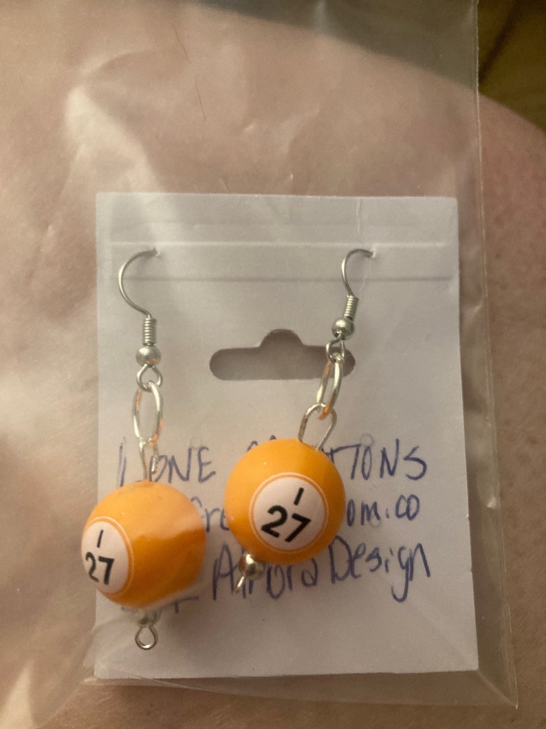 Bingo Ball Dangling Earrings Etsy