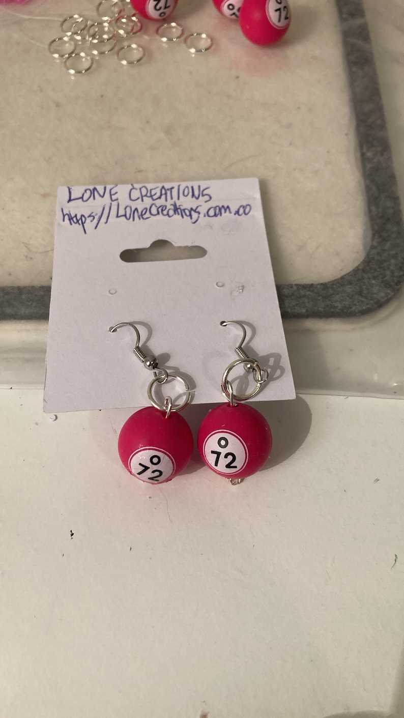 Bingo Ball Dangling Earrings Etsy