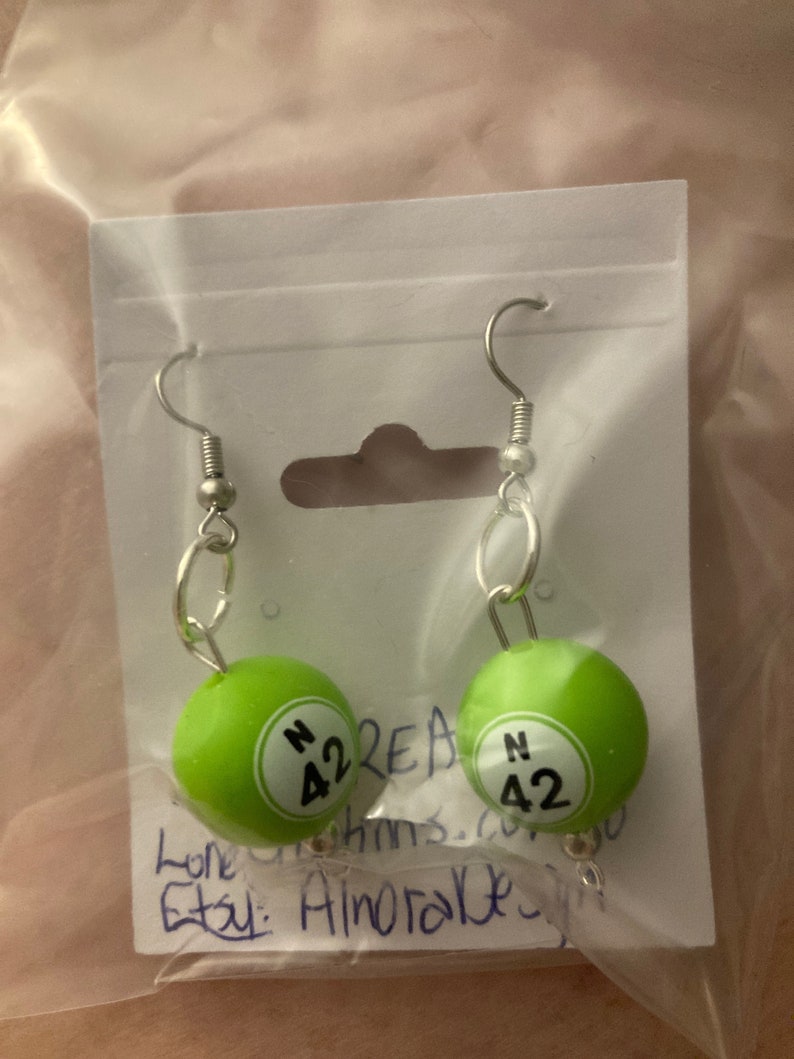 Bingo Ball Dangling Earrings Etsy