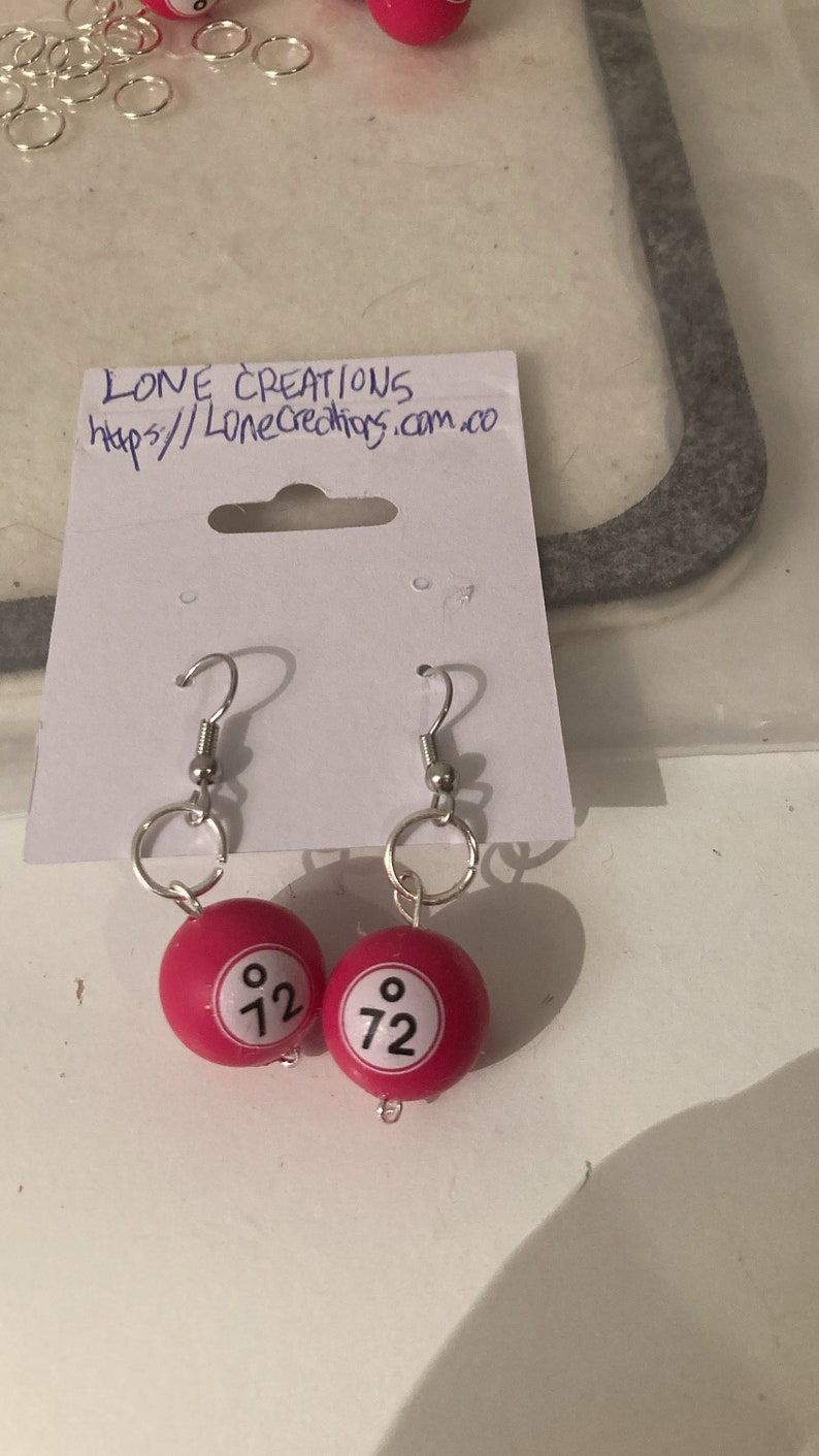Bottle Cap Dangle Earrings With Dragon Eye – Pierced Fun Bingo Earrings, Surgical Steel Hooks
