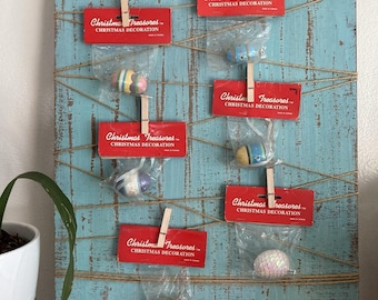 6 Vintage Wooden Easter Egg Tree Ornaments 1.25" German Style Easter Tree