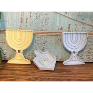 Vintage 3 Cookie Cutters RARE Hanukkah Holiday Menorah Dreidel Cookie Or Fondant
