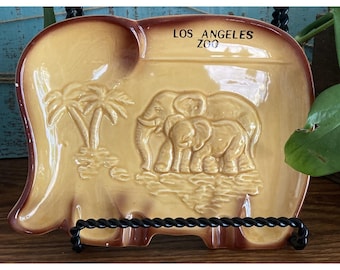 VTG Los Angeles Zoo Skurril Gelb Tiki Bar Keramik Elefant Aschenbecher Japan